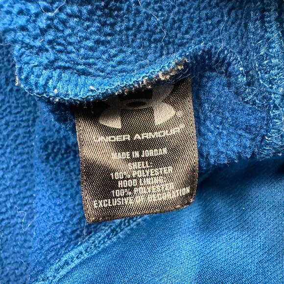 Hoodie Men's XXL Under Armour Loose Embroidered Geometric Argyle Pullover Blue - Picture 5 of 8